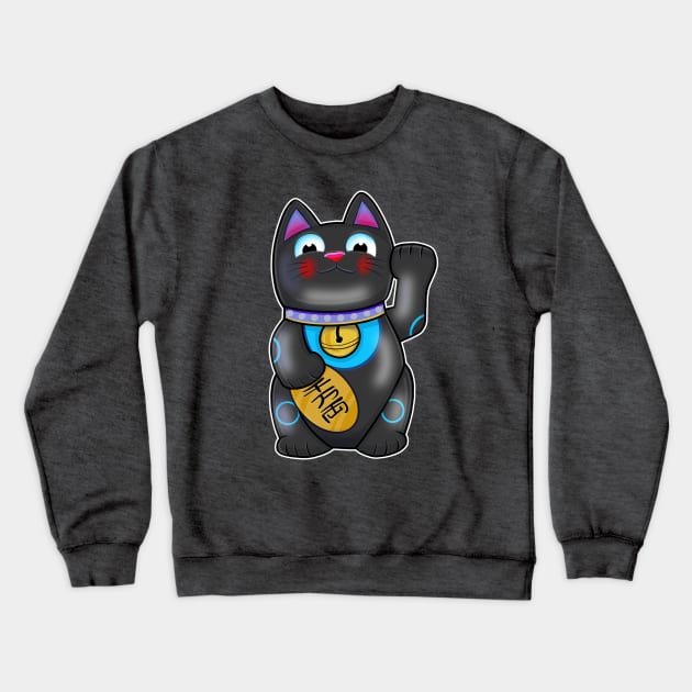 Cute Cat Safety Maneki Neko Crewneck Sweatshirt by Space Truck